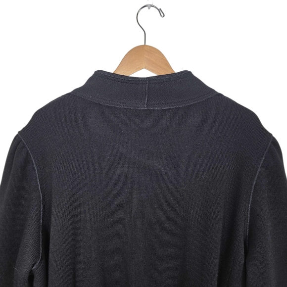 Vintage Bonnie Lee Leroy Black Wool Knit Car Coat Oversized Open Front - Picture 6 of 12